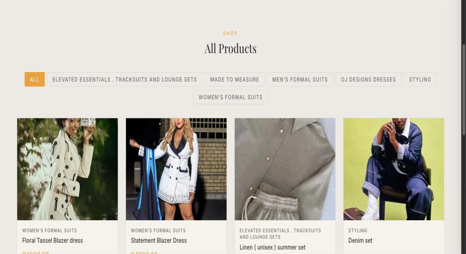 OJ Designs landing page