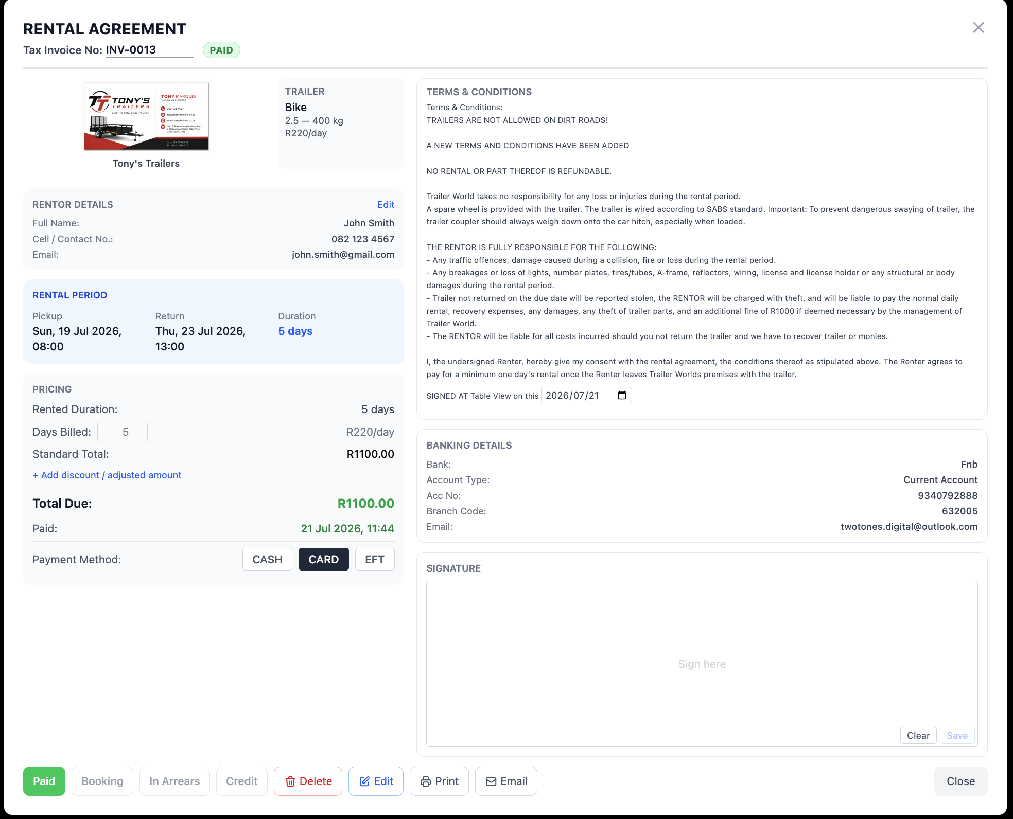 Booking Detail